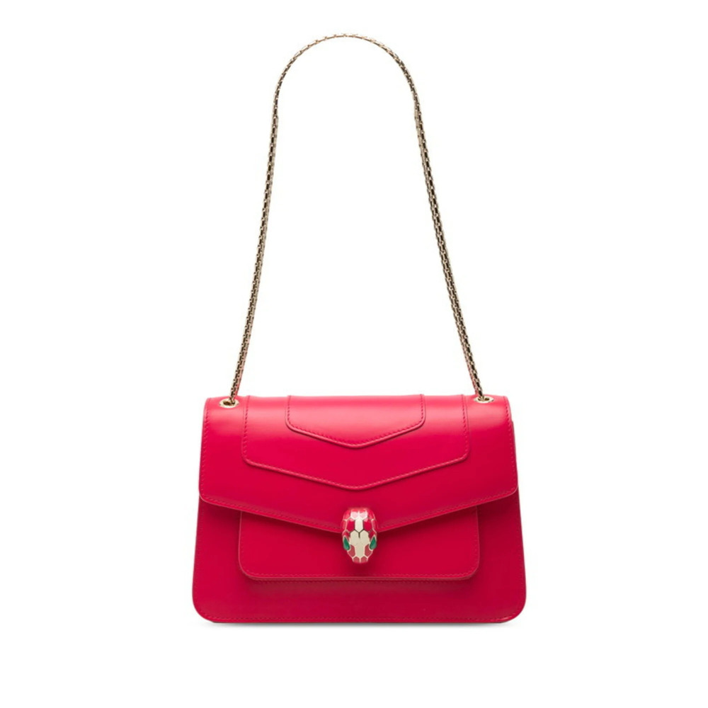 Bulgari Serpenti Forever Chain Shoulder Bag, Pink Leather, Women's BVLGARI